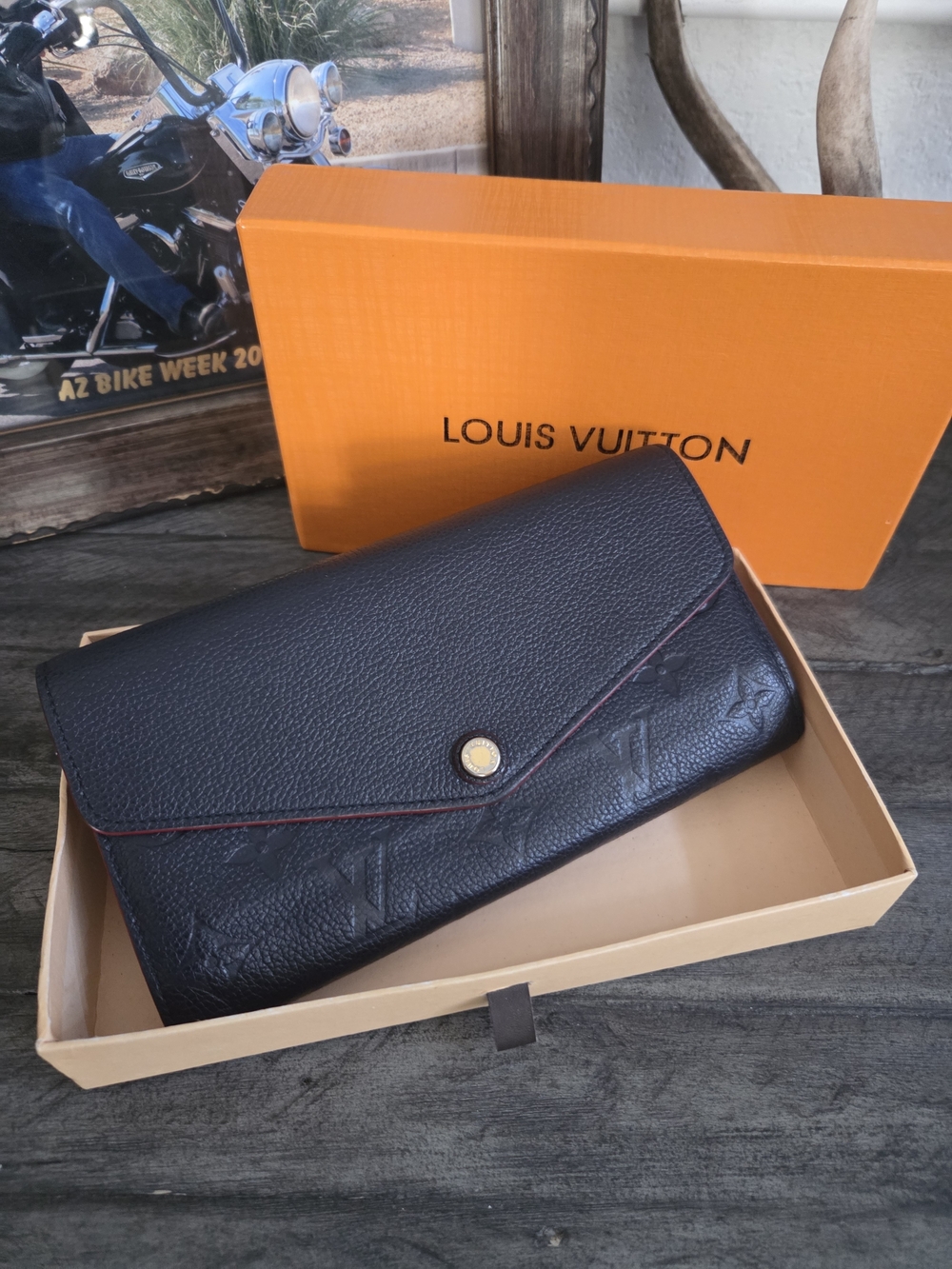 Louis Vuitton Navy Blue Empreinte Leather Wallet.